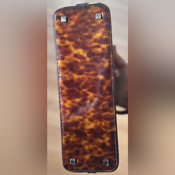 Vintage Stuart Weitzman Structured Tortoise Print Tote Handbag - Picture 2 of 9